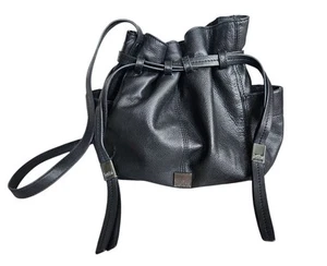 Kooba Shoulder Bucket Bag Black Pebbled Leather Crossbody Soft Purse Boho Luxury - Picture 1 of 11
