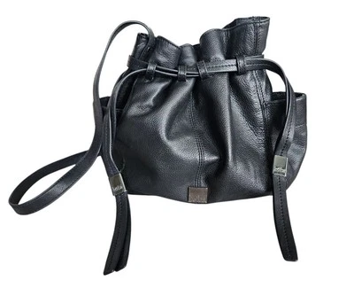 Kooba Shoulder Bucket Bag Black Pebbled Leather Crossbody Soft Purse Boho Luxury - Image 1 of 4