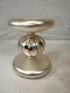 White Silver Gold Single Ball Pillar Hour Glass Ornament Candle Holder - Picture 1 of 14