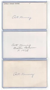 (3) ART KENNEY INDEX CARD SIGNED 1938 BOSTON BEES PSA/DNA CERTIFIED 1916-2014 - Picture 1 of 2