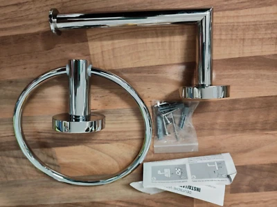 hitslam POLISHED STAINLESS STEEL Bathroom accessories,towel ring toilet roll hol - Image 1 of 4