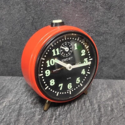 Peter Perfekt Silent Trio Wecker Orange Mechanisch Vintage Retro Uhr Selten  - Bild 1 von 4