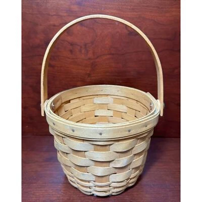 1995 LONGABERGER Medium Fruit Basket Swing Handle Inverted Bottom USA - Image 1 of 4