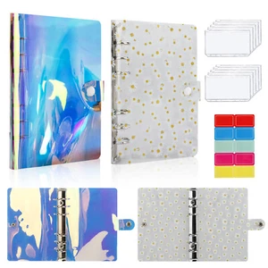 A6 Ring Notebook Binder PVC Cash Budget Planner Organizer Cover Pockets Labels - Picture 1 of 10