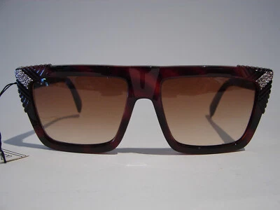 NOS Vintage 1980s Versace sparkling stone sunglasses in dark brown tort (Italy) - Image 1 of 4