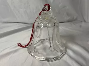 Mikasa Fiesta Frosted Glass Bell Ornament 4.5 in. With Red Accent Rope No Box - Picture 1 of 7