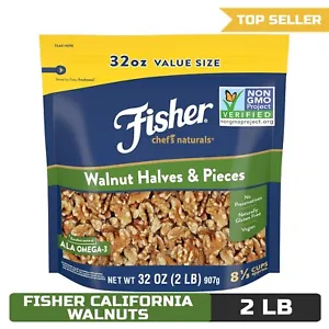 Fisher Chef's Naturals Walnut and Pieces, California Unsalted Walnuts, 32 Ounce - Picture 1 of 9