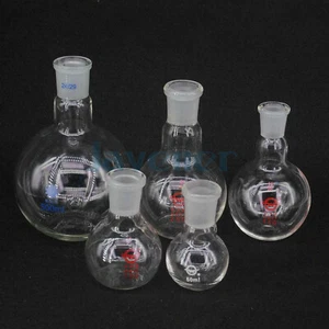 25-1000ml #14 #19 #24 #29 Joint One Short Neck Flat Bottom Flask Lab Glass - Picture 1 of 69