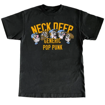 Camiseta Cuello Banda Profunda Pop Punk Negra UNISEX Todas las Tallas S a 5XL TA5854Modelo Foto 1 de 3