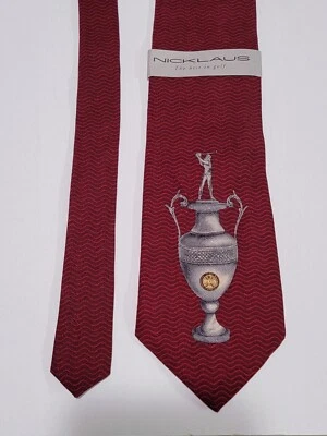 Gravata Jack Nicklaus Trophy Borgonha 100% Seda Feita nos EUA 57" - Imagem 1 de 2