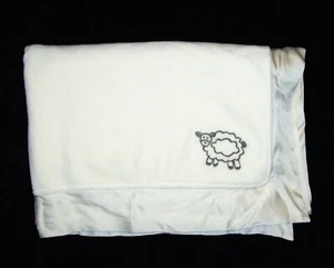 Pottery Barn Kids Cream Lamb Sheep Baby Blanket 2009 Soft Satin Trim Security - Picture 1 of 2