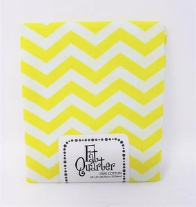 #157 Imported Fabric Fat Quarter 100% Cotton - Yellow and White Chevrons - Picture 1 of 1