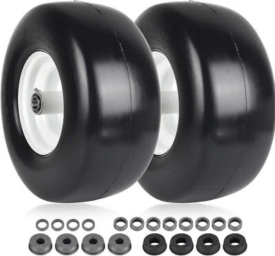 Paquete de 2 neumáticos para cortacésped AR-PRO 13x6,50-6 planos sin llanta y bujes Foto 1 de 4