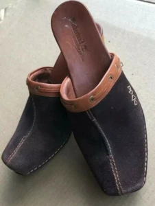 Timberland Comforia Wildleder Clogs Pantolette Damen 8M Pump hellbraun Leder 2,25" Holzabsatz - Bild 1 von 9