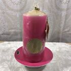 Vintage 1960’s Grants W.  Germany Pink Metal Candle Holder w/ Gibson Candle