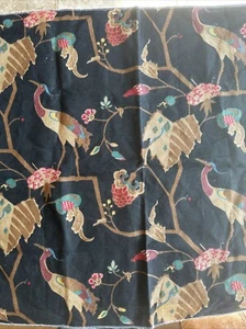 Fabric Linen Upholstery Home Decor Black Chinoserie Sample A5 - Picture 1 of 3