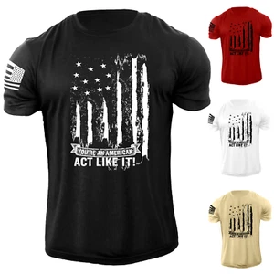 New Men's Distressed USA Flag T-Shirt Stylish Graphic Tee - Picture 1 of 10