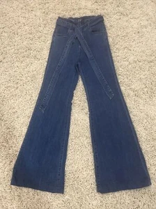 Jealous Tomato Womens Light Blue High Rise Denim Jeans Tied Flared Sz S - Picture 1 of 15