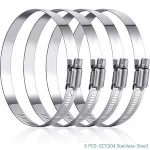 6mm-1400mm 6Pieces Adjustable 304 Stainless Steel Duct Clamps Hose Clamp - Picture 1 of 15