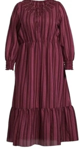 Terra & Sky Women's Plus Size 2XL rustic Plum Tiered Long Sleeve Maxi Dress - Picture 1 of 6