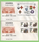 Uganda 1989 Boy Scout Jamboree set & mini sheet on two First Day Covers