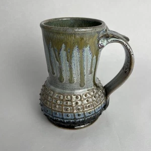Studio Art Pottery Mug /W Handle Hand Made, Frog Stamp/Marked 12-Vintage/Unique - Picture 1 of 5
