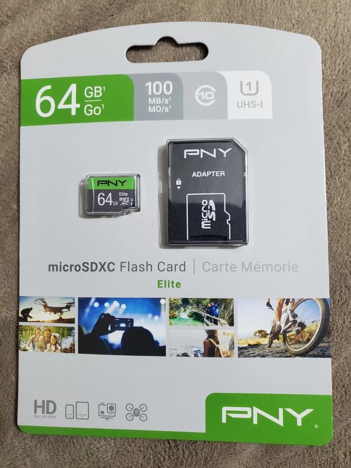 Tarjeta de memoria microSDXC Elite UHS-I de 64 GB con adaptador SD - PSDUX64U185G Foto 1 de 2