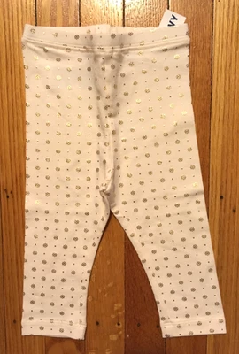 NWT Girl's Old Navy Cream Leggings w/ Shiny Gold - Size 12-18 Months - Image 1 of 3