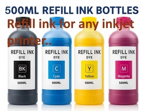 500 ML Universal Refill Ink Bottles for all Inkjet Printers Premium Dye Ink - Picture 1 of 1