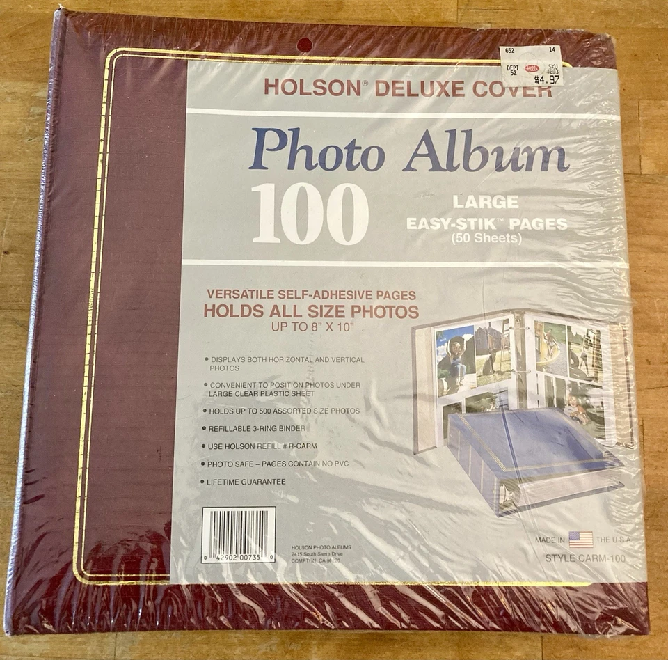 Álbum de fotos Holson cubierta de lujo CARM-100 100 páginas grandes fáciles de pegar hasta 8"X10" Foto 1 de 4