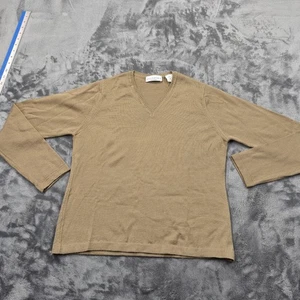 alessandra Sweater Womens Medium Taupe V Neck Fine Merino Wool Made in Italy - Picture 1 of 9