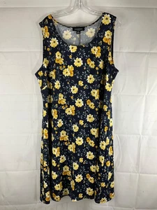 Abito midi Perceptions floreale senza maniche giallo navy taglia 18W donna usato - Foto 1 di 4