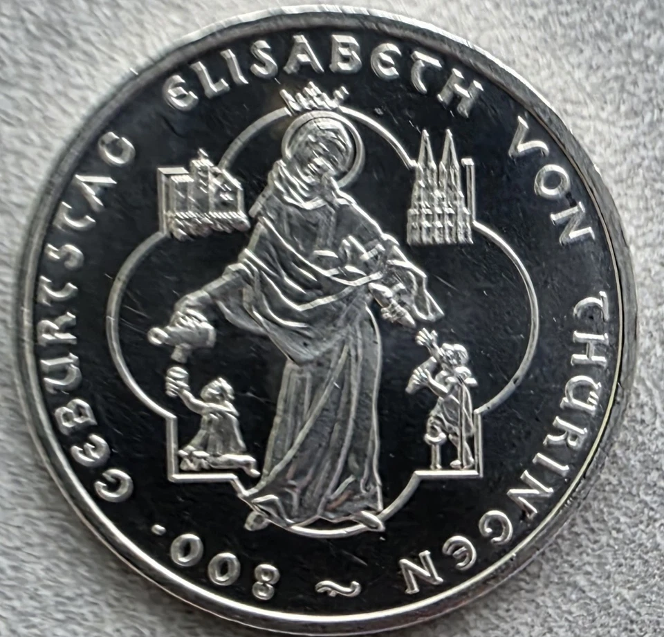 10 euro Silbermünze Deutschland 925 2007 500.Geb. Elisabeth von Thüringen Kapsel - Bild 1 von 2