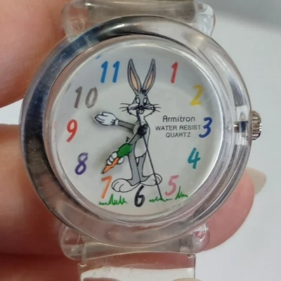 Reloj Armitron Bugs Bunny Años 90 Banda Transparente Cuarzo Resistente al Agua Looney Tunes Foto 1 de 4