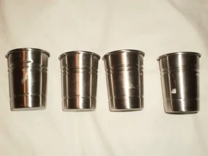 Tin Cup American Whiskey Stainless Steel Metal Shot Glass Lot of 4 - Picture 1 of 5