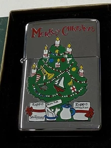 Zippo 1998 Merry Christmas Weihnachtsbaum mit Geschenken Feuerzeug ungebrannt in Box 9d - Bild 1 von 5
