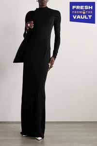 RRP€1525 GAUCHERE Maxi Dress FR38 US6 UK10 M Black Mock Neck Made in Italy - Picture 1 of 7