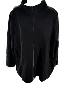 Eileen Fisher Black Full Zip Jacket Soft Cotton Women 2X Plus - Picture 1 of 8