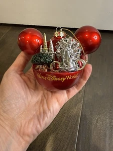 Walt Disney World Christmas Ornament Ears Red Four Parks 2010 Icon New With Tag - Picture 1 of 6