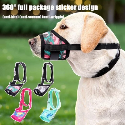 Breathable Mesh Dog Muzzle Anti Bite Chew Bark Adjustable Mouth Cover Pet - Image 1 of 4