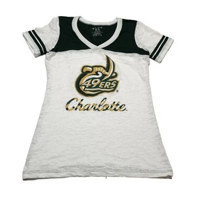 Blue 84 Charlotte 49ers UNCC Women’s Medium T-Shirt White Green Short Sleeve - Picture 1 of 6