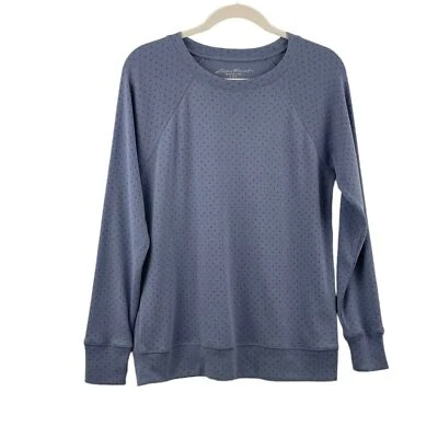 Sudadera para mujer Eddie Bauer azul pequeña mezcla de algodón lunares cuello redondo  Foto 1 de 4