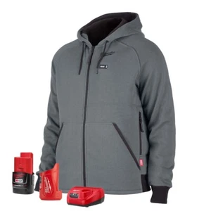 Milwaukee Heated Jacket Hoodie Kit Gray W/ Battery & Charger 306G-21L SZ: Large - Picture 1 of 7