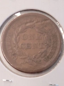 1853 braided hair large cent Mint error struck thru - Picture 1 of 3