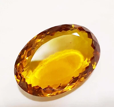 81.00 Carat Golden Shiny Oval Shape Yellow Citrine Loose Gemstone For Pendent - Image 1 of 4