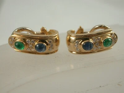 hochwertige Designer Farbstein / Brillant  Ohrringe  massiv Gold 750 - Bild 1 von 4