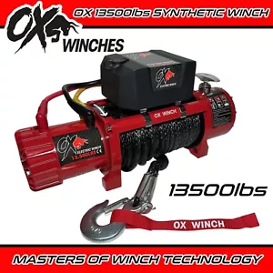 OX ELECTRIC WINCH 12v 13500lbs SYNTHETIC JEEP LANDROVER 4x4 DEFENDER HEAVY DUTY - Picture 1 of 8