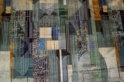 1 of 7 yds Pollack Cut Velvet Fabric Moderne Reflecting Pool Upholstery 58"w BTY - Image 1 of 4