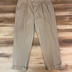 Vintage Polo Ralph Lauren Hose Herren 42 x 30 Khaki Plissee Bündchen Hammond Pant - Bild 1 von 9