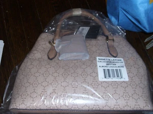NEW NANETTE LEPORE KLINE PRINT SATCHEL W/EARBUD CASE almond logo - Picture 1 of 2